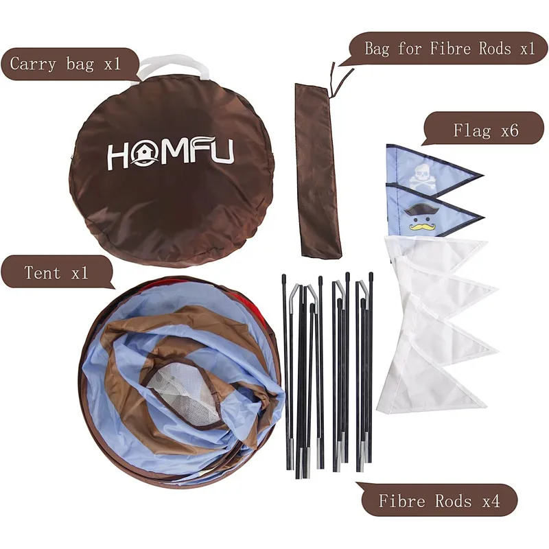 Homfu Play Tent For Kids Castle For Children Boys and Girls Viking Pattern Pop up Tent As Christmas Gift
